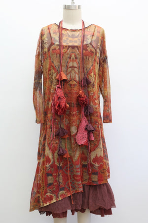 T-SHIRT DRESS LONG SLEEVE - RUST RUG