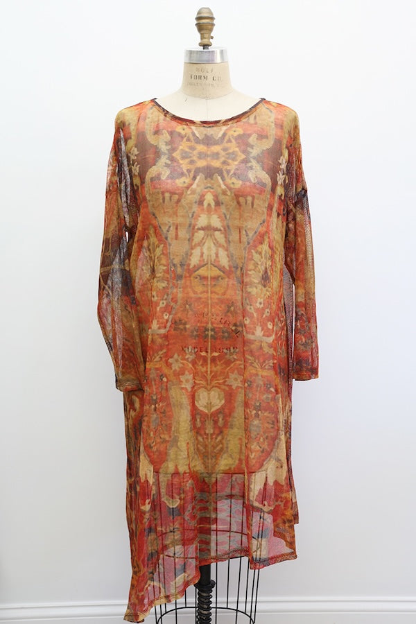 T-SHIRT DRESS LONG SLEEVE - RUST RUG