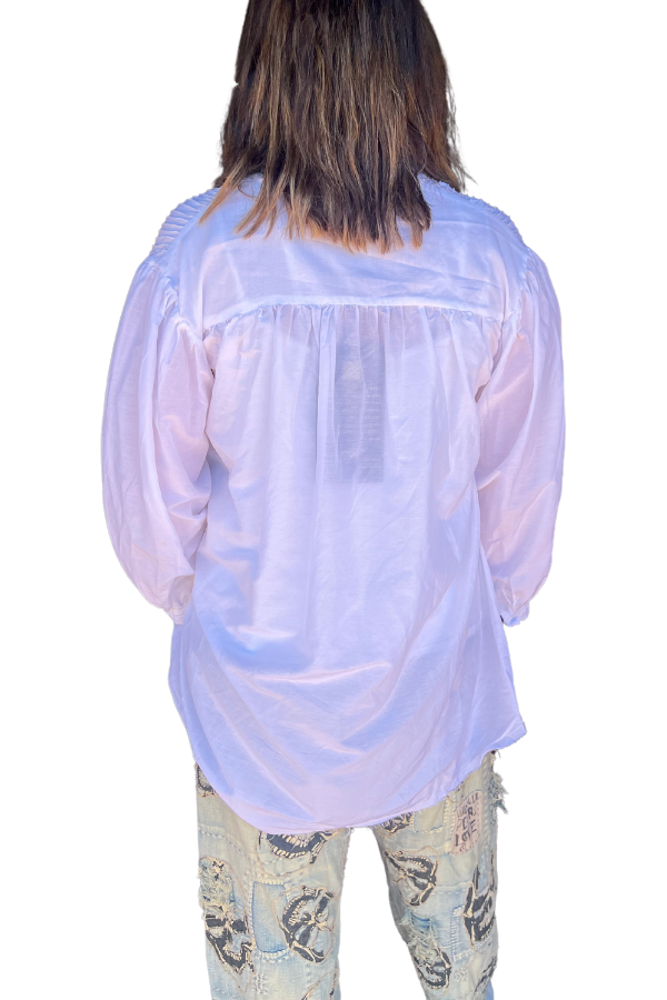 AMANO PIN TUCK SHIRT (SILK / COTTON) WHITE