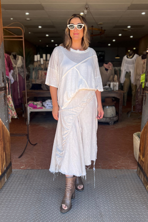 AMANO SPLICED TEE TOP - LINEN