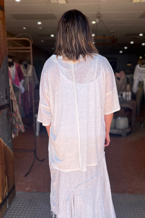 AMANO SPLICED TEE TOP - LINEN