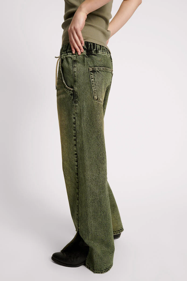 BLACK KHAKI ROADHOUSE WIDE LEG DRAWSTRING JEANS