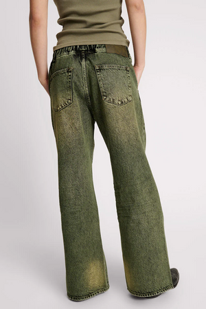 BLACK KHAKI ROADHOUSE WIDE LEG DRAWSTRING JEANS