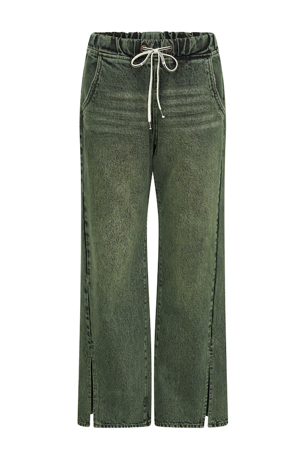 BLACK KHAKI ROADHOUSE WIDE LEG DRAWSTRING JEANS