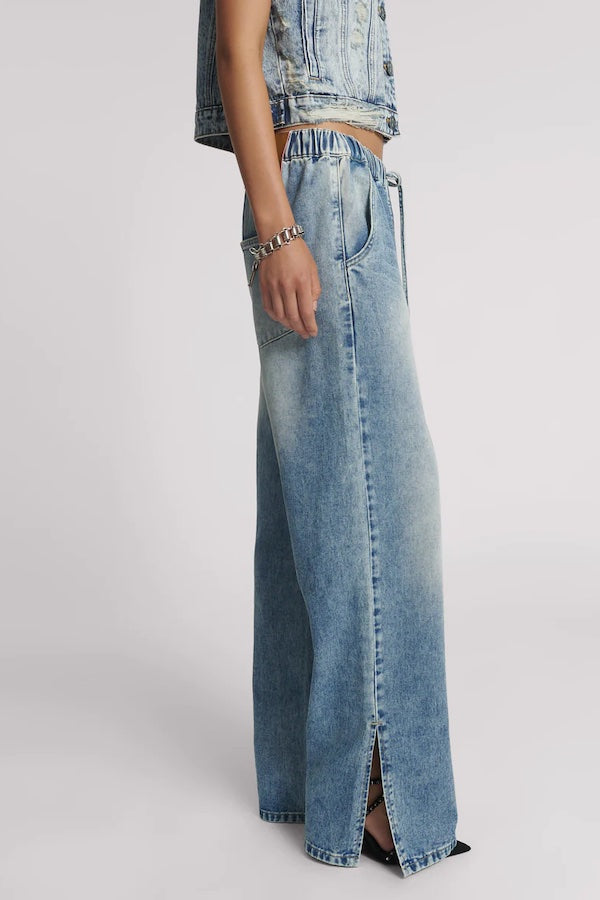 Roadhouse Wide Leg Drawstring Denim Jeans in Sunset Blue Roadhouse Wide Leg Drawstring Denim Jeans in Sunset Blue