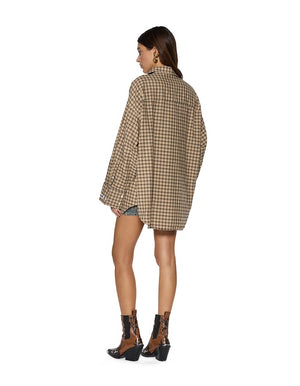 ASTRA LS SHIRT - TAN PLAID
