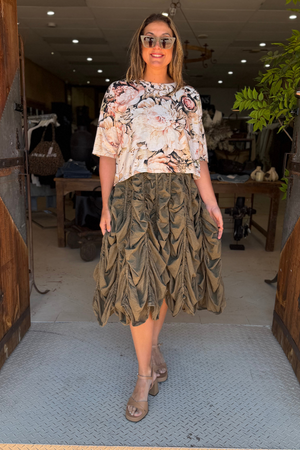 CROP T-SHIRT SHORT SLEEVE - WHITE PEONY