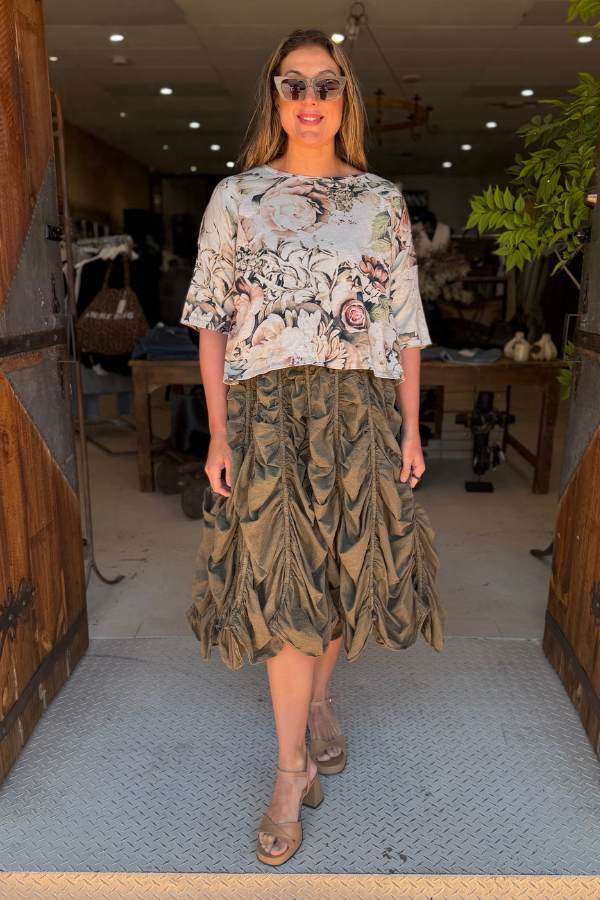 CROP T-SHIRT SHORT SLEEVE - STONE PEONY