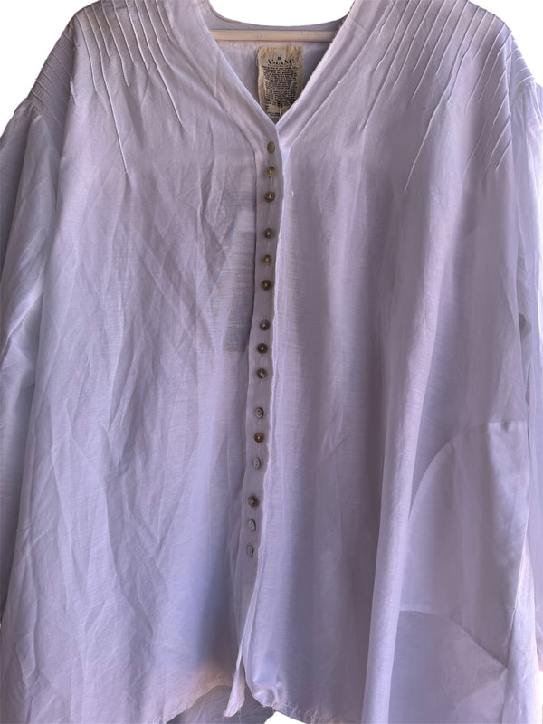 AMANO PIN TUCK SHIRT (SILK / COTTON) WHITE
