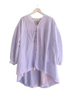 AMANO PIN TUCK SHIRT (SILK / COTTON) WHITE