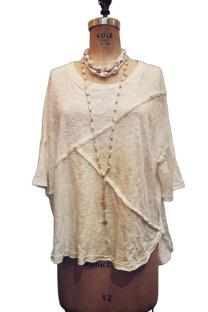 AMANO SPLICED TEE TOP - LINEN