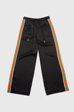 BLACK SATIN STRIPE VACAY PANT