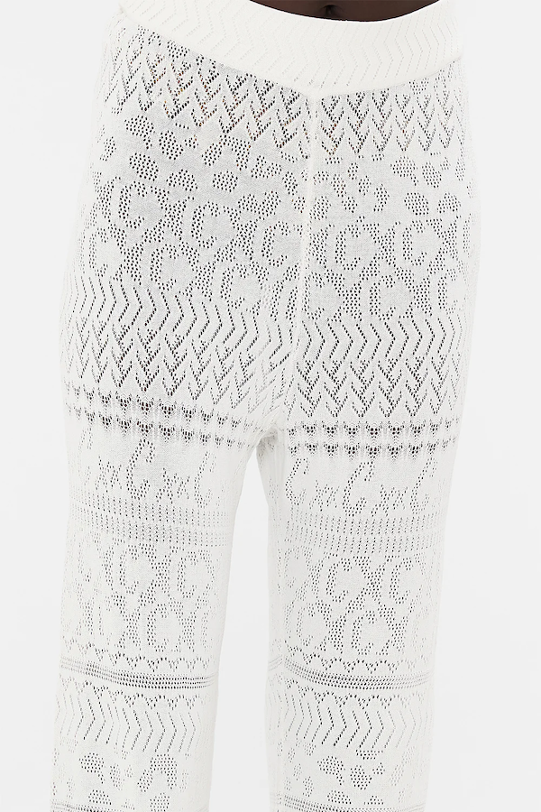 FLARED POINTELLE KNIT PANT