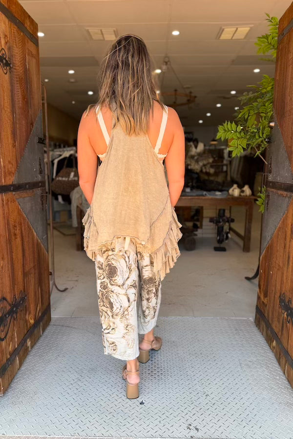 RUFFLE TANK  - LIGHT UMBER