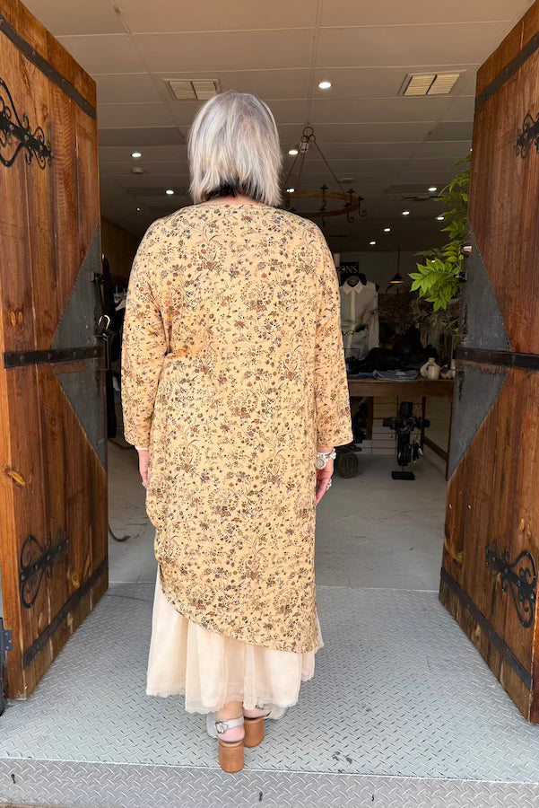 T-SHIRT DRESS LONG SLEEVE - FAWN SMALL FLORAL