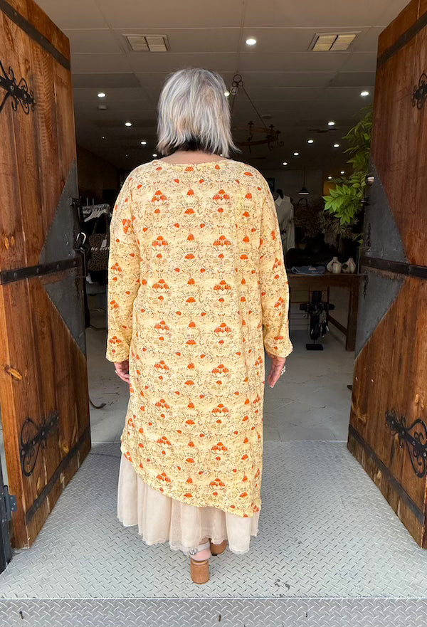 T-SHIRT DRESS LONG SLEEVE - HUSK POPPY