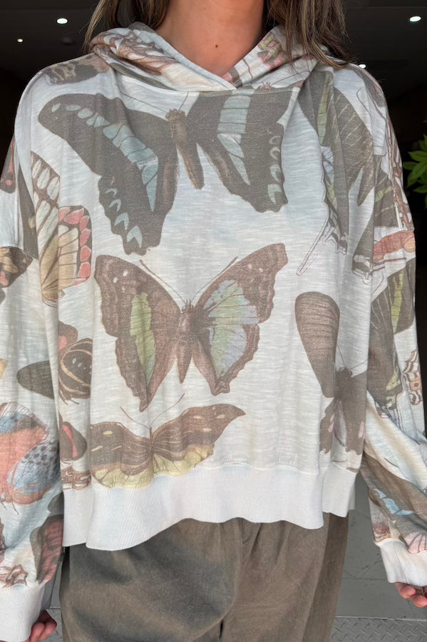 CROP BODE SWEATSHIRT  - PISTACHIO FADED BUTTERFLY