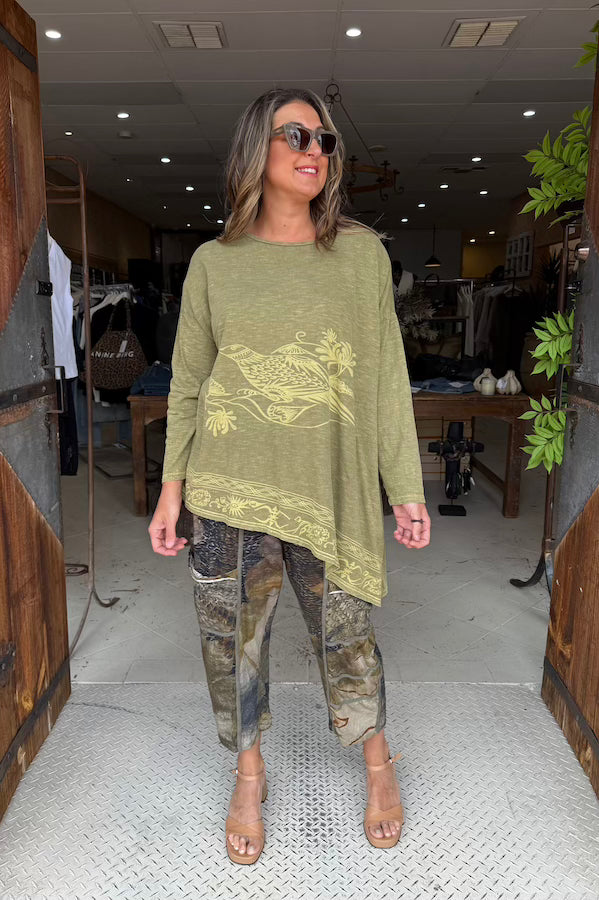 BORDER BIRD LONG SLEEVE - AVOCADO