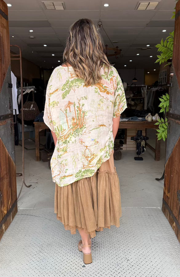 BASIC DETAIL SHIRT SHORT SLEEVE - CREAM LANDSCAPE
