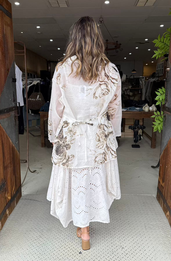 WEEKENDER SHIRT - WHITE OLD ROSES