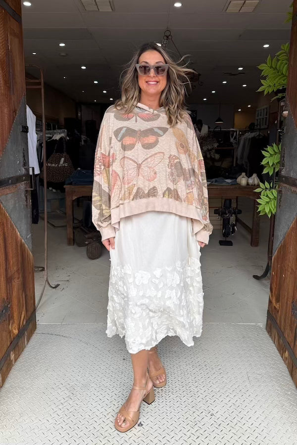 CROP BODE SWEATSHIRT  - OAT FADED BUTTERFLY