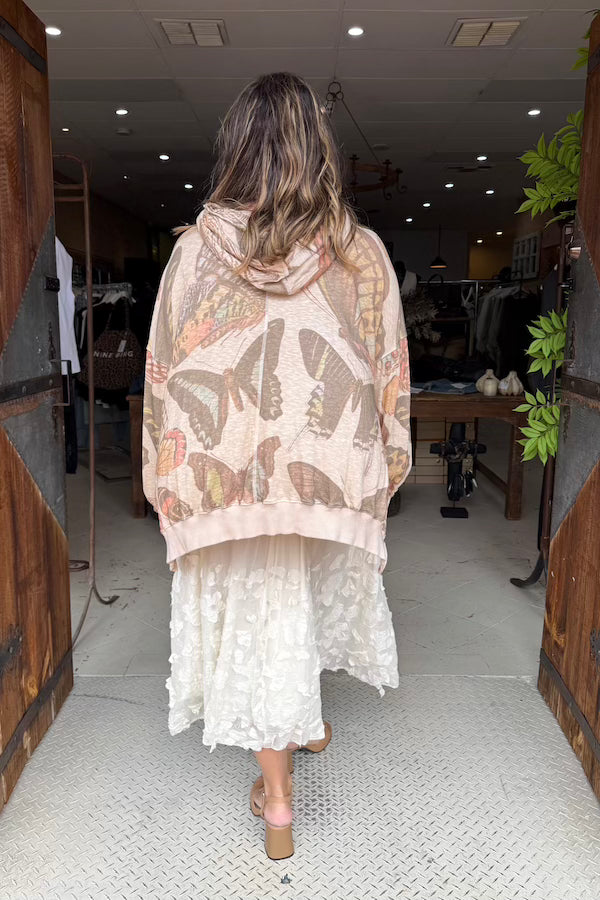 CROP BODE SWEATSHIRT  - OAT FADED BUTTERFLY