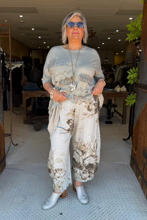 BASIC PANTS - PISTACHIO OLD ROSES