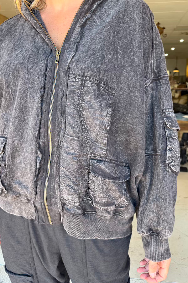 BOMBER JACKET - FADED BLACK