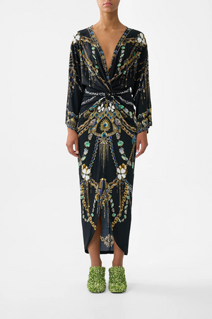 LONG SPLIT FRONT TWIST DRESS