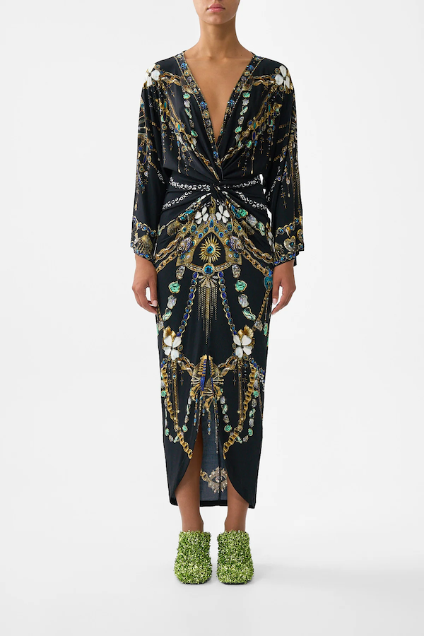 LONG SPLIT FRONT TWIST DRESS