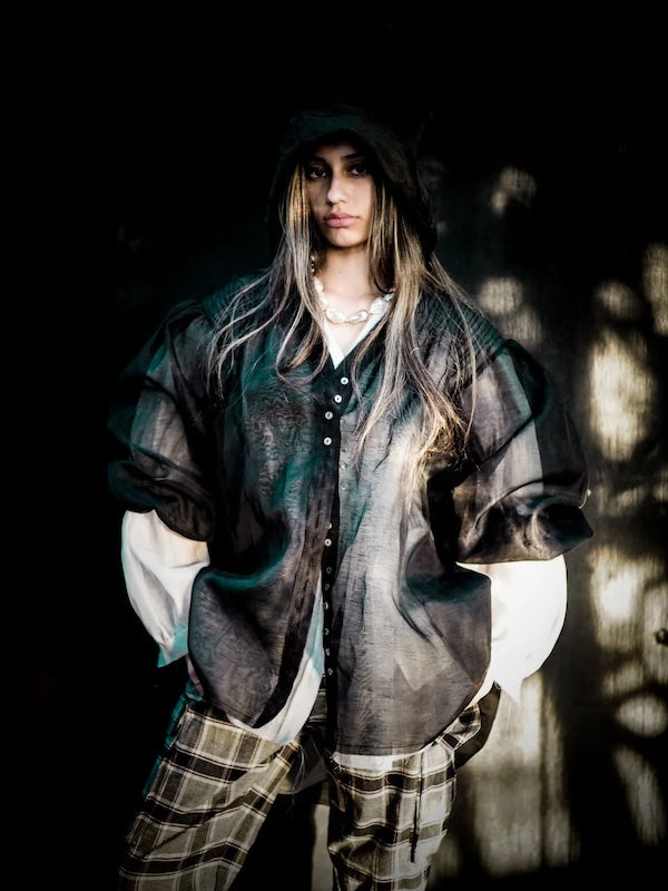 AMANO SILK & LINEN GAUZE PIN TUCK SHIRT