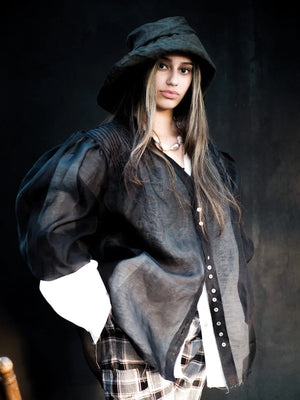 AMANO SILK & LINEN GAUZE PIN TUCK SHIRT