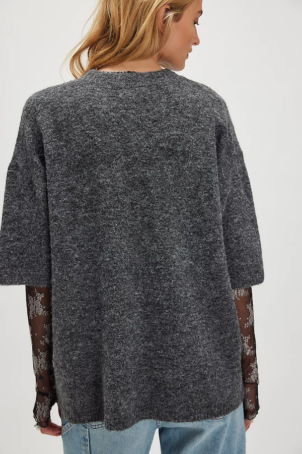 MARGOT SWEATER TEE - CHARCOAL HEATHER