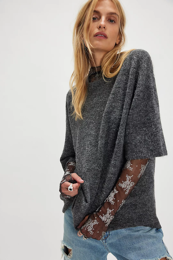 MARGOT SWEATER TEE - CHARCOAL HEATHER