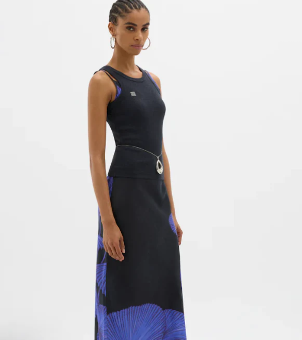 YIN RIBBED SINGLET BLACK