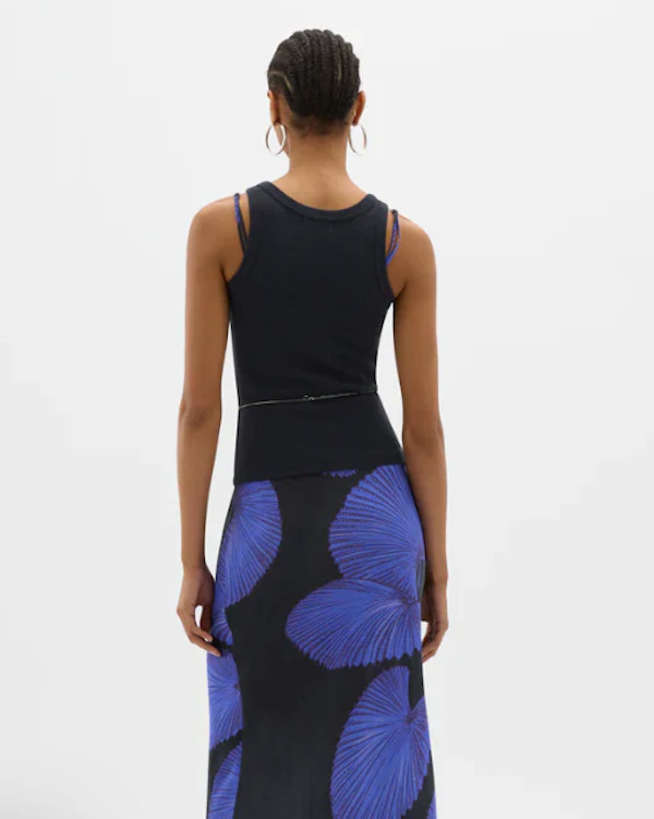 YIN RIBBED SINGLET BLACK