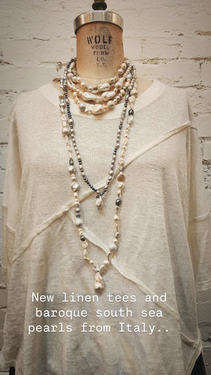 AMANO SPLICED TEE TOP - LINEN