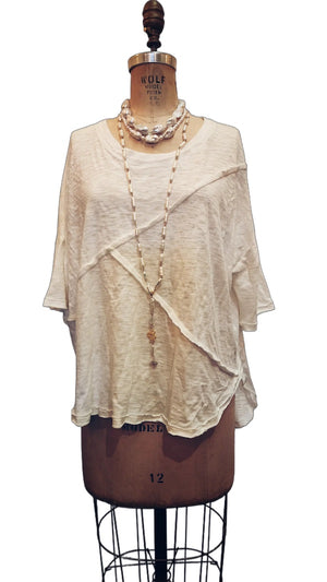 AMANO SPLICED TEE TOP - LINEN