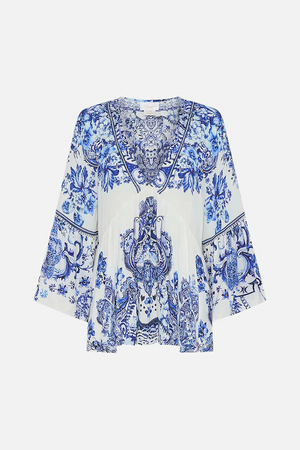 RAGLAN BLOUSE WITH SLEEVE RUFFLE