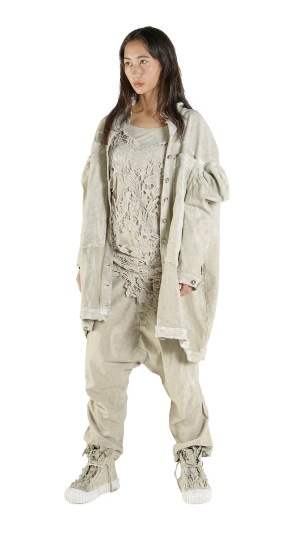 TOP LINEN FOG LACE