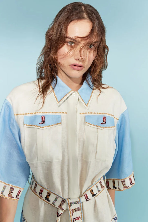 MY GIRL UTILITY MIDI SHIRT DRESS