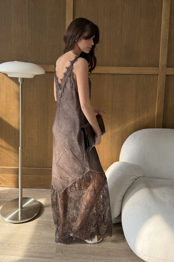 SOLANGE SLIP DRESS - ESPRESSO