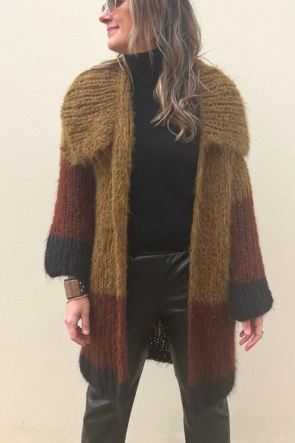 AMANO SHAWL COLLAR CARDI