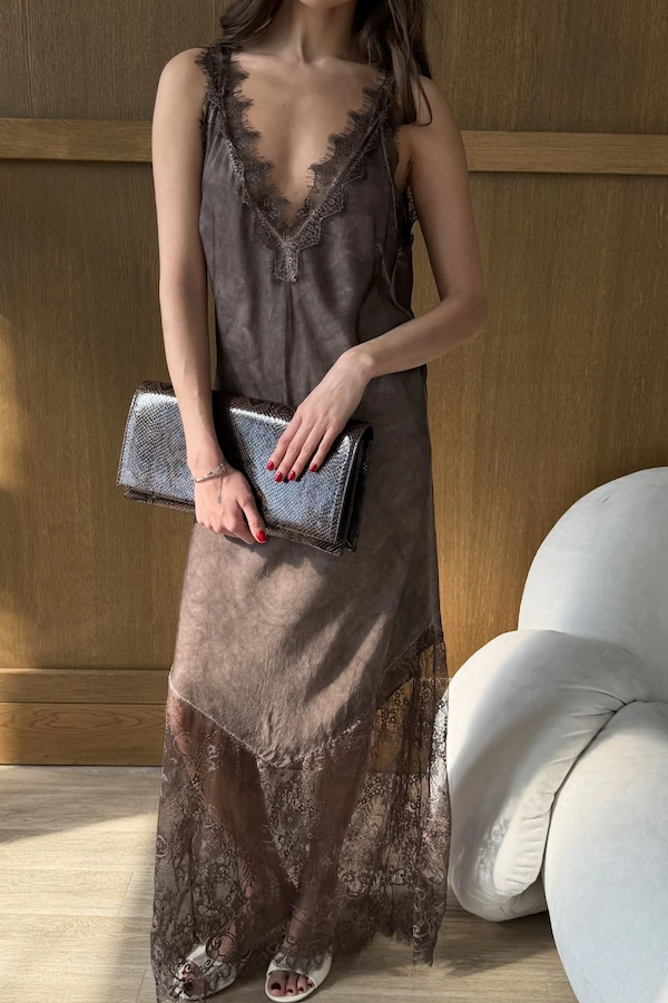SOLANGE SLIP DRESS - ESPRESSO