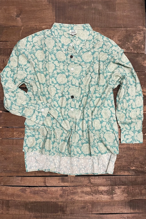 STAR GAZING TOP - TEAL EYELET