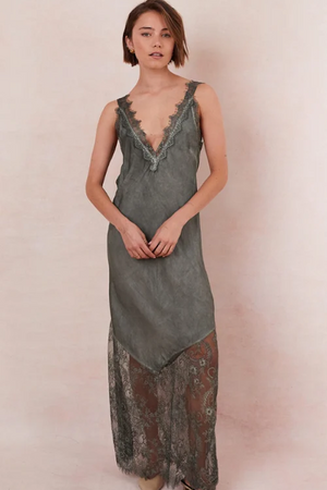 SOLANGE SLIP DRESS - KHAKI