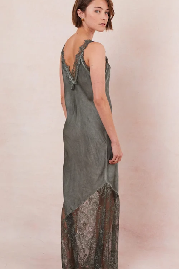 SOLANGE SLIP DRESS - KHAKI