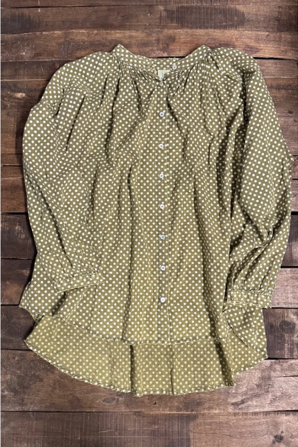 SWEET NOTHINGS SHIRT - OLIVE DOT
