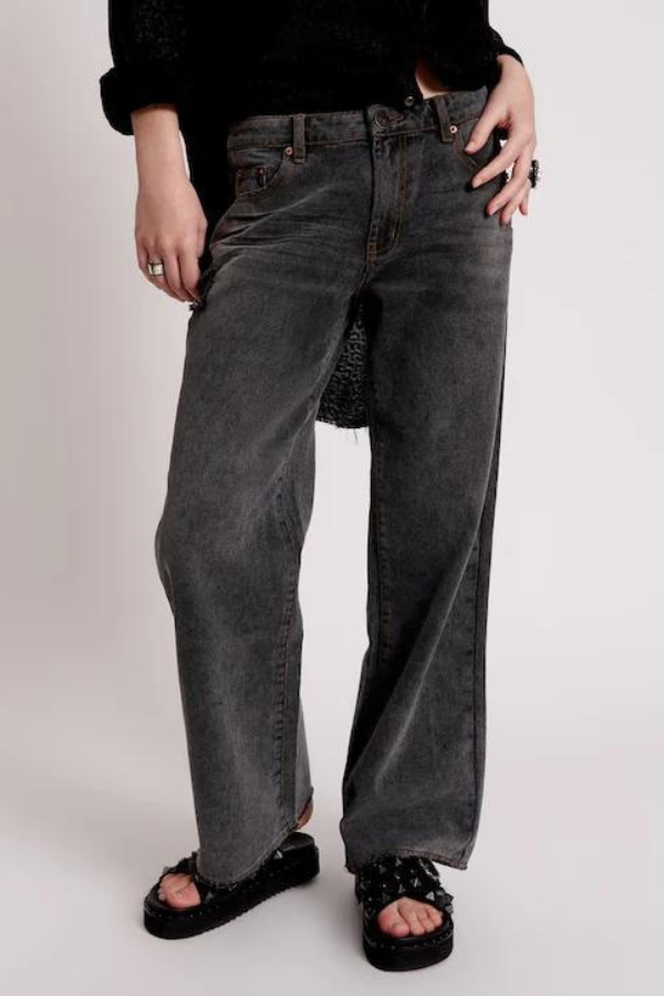 RECYCLED BLACK LOWRIDER WIDE LEG JEANS