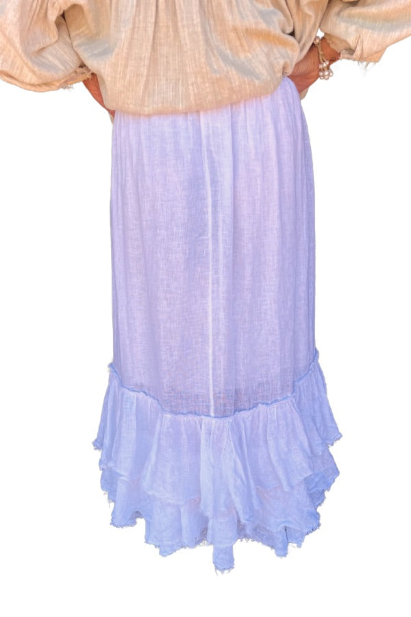 SWAN SKIRT LINEN GAUZE WHITE